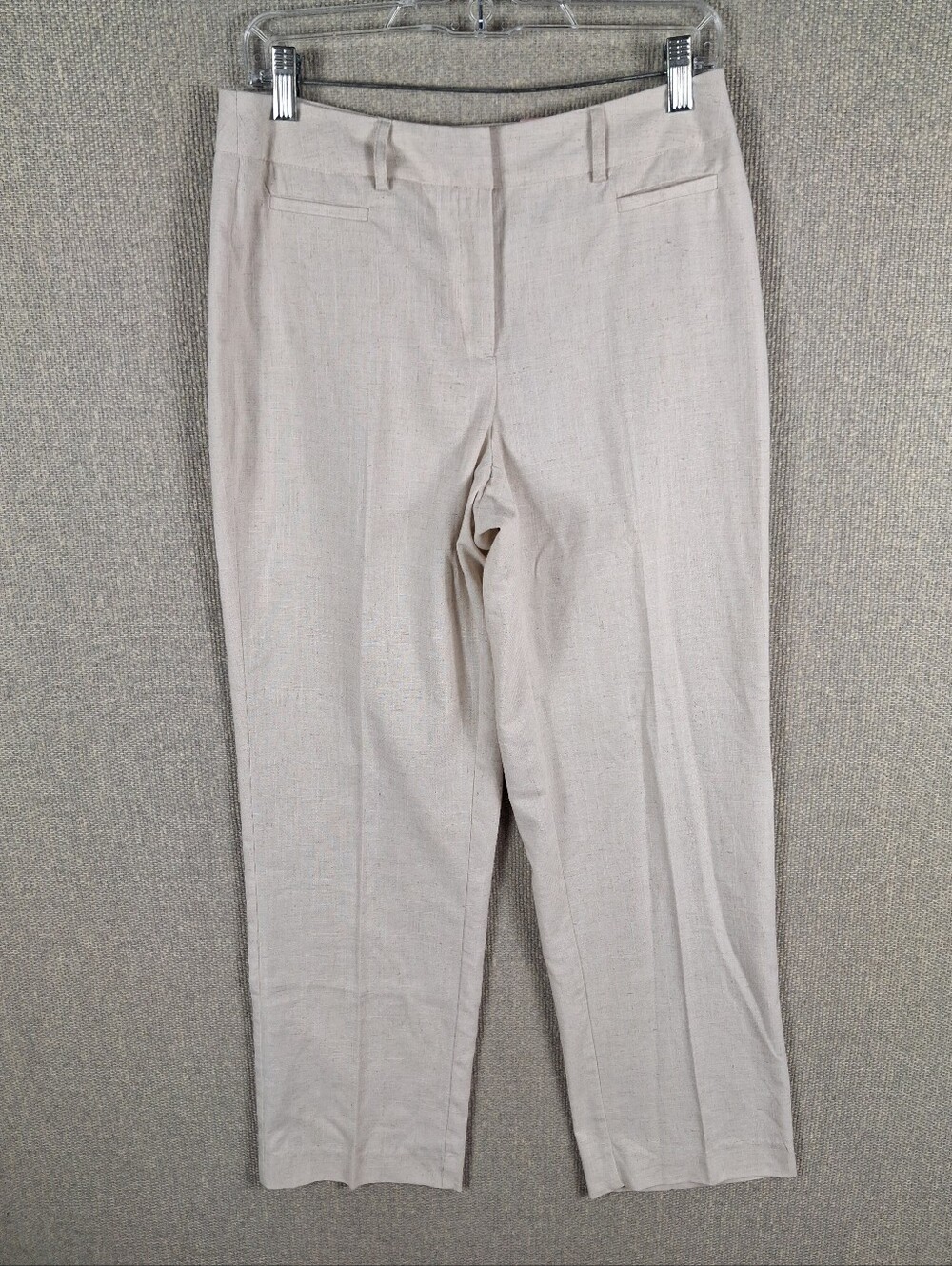 Dress Barn Dress Trousers Womens 6 Beige Classic Straight Leg Linen Blend Career